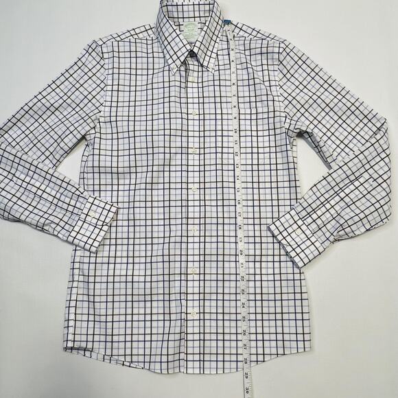 Brooks Brothers Shirt Mens 14.5 Slim Fit Plaid Stretch Non Iron Supima Cotton - Picture 9 of 11
